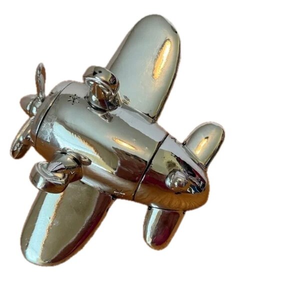 Santa Flying a Vintage Airplane Snow Globe, Waving from Cockpit, Propeller Spins - Picture 6 of 11